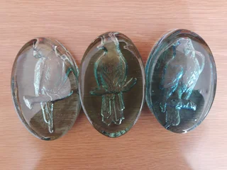 3 Heavy Glass Paperweights from the Phoenix Glass Factory Mauritius