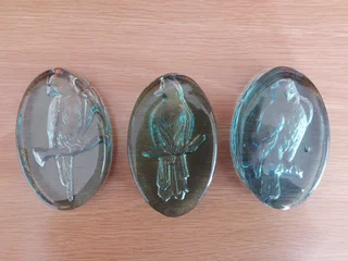 3 Heavy Glass Paperweights from the Phoenix Glass Factory Mauritius
