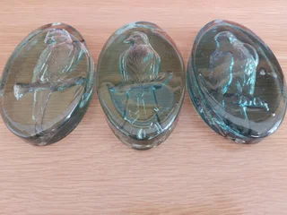 3 Heavy Glass Paperweights from the Phoenix Glass Factory Mauritius
