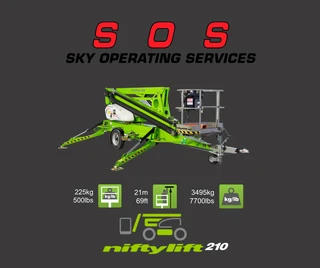 NiftyLift 210 Cherry Picker Trailer Mount Aerial Platform for sale.