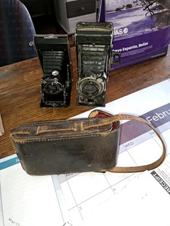 2x antique camera