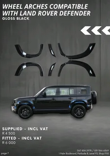 Gloss Black Wheel Arches compatible with Land Rover Defender - Fitted