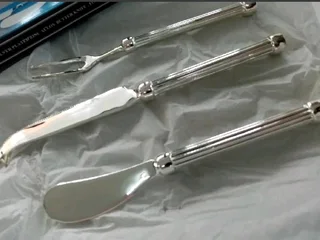 Silver plated zinc Alloy bitter knife,fork &amp; spreader set 3 pcs R125