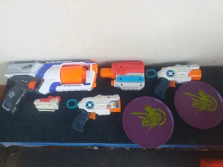 Hotwheel track parts and nerf guns with parts All as is for R199