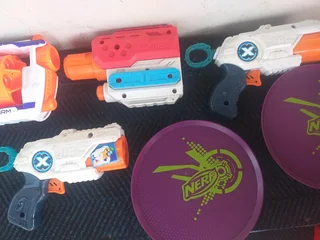 Hotwheel track parts and nerf guns with parts All as is for R199