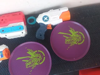 Hotwheel track parts and nerf guns with parts All as is for R199