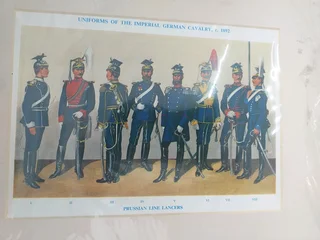 This is a print titled &#34;UNIFORMS OF THE IMPERIAL GERMAN CAVALRY, c. 1892