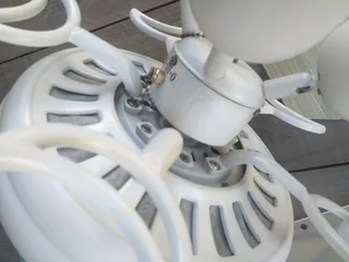 Ceiling fan 5 finWorking conditionCome with globes Might need some screws R695