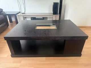 Large, Square-Shaped Wooden Coffee Table