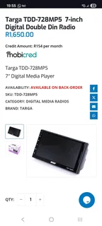 TARGA 7 INCH DOUBLE DIN