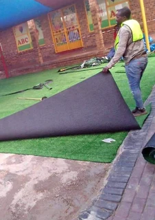 Buffalo grass// kikuyu grass// and decorative stones pebbles