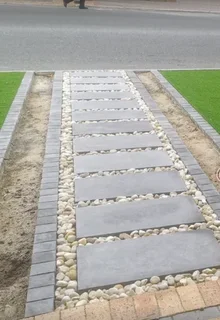 Instant roll on lawn grass// topsoil and decorative stones pebbles