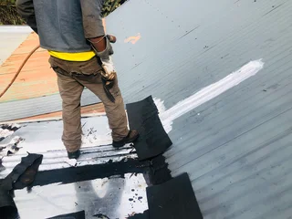 Gutters Aluminum seamless and waterproof torch on roof repair leaks
