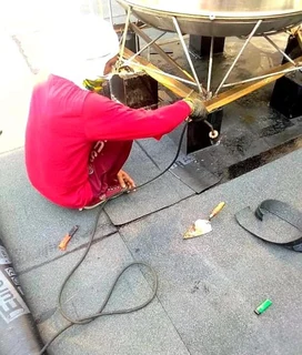 Seamless gutters// roof repair waterproofing torch on