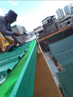 Seamless gutters// roof repair waterproofing torch on