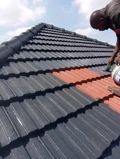 Seamless gutters // painting and roof repair leaks torch on waterproofing