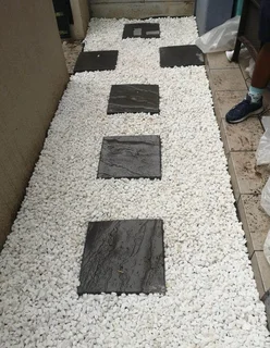 Buffalo grass// kikuyu grass// decorative stones pebbles