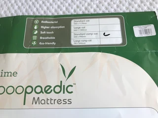 Snuggletime Bamboopaedic Mattress Stamdard camp cot and Xoxobaby fitted sheet