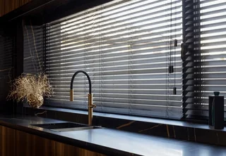 Black Blockout &amp; Wooden Venetian Blinds – Full Bundle Set | Excellent Condition For Sale