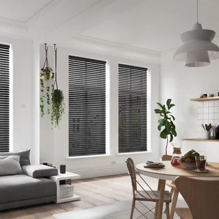 Black Blockout &amp; Wooden Venetian Blinds – Full Bundle Set | Excellent Condition For Sale
