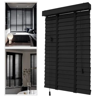 Black Blockout &amp; Wooden Venetian Blinds – Full Bundle Set | Excellent Condition For Sale