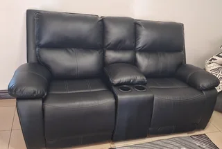 Synthetic leather couch - three piece incliner