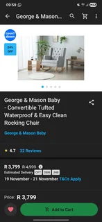 George and mason Convertible rocking chair