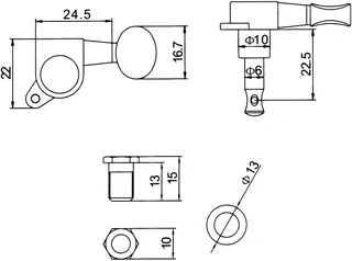 Chrome Oval Stratocaster Style Guitar Tuners Set of 6 Right