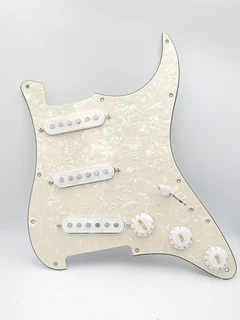 Prewired Pickguard Loaded with Alnico 5 Single Coil Pickups – Vintage White Pearl