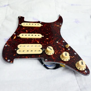 HSS Prewired Pickguard Loaded with Alnico 5 Pickups – Brown Tortoise