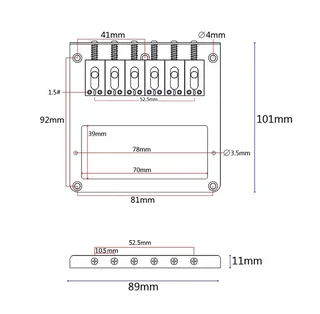 Humbucker rout Telecaster Guitar Bridge with 6 Saddles – Chrome