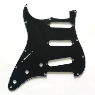 S/S/S Black 3ply Strat Style Pickguard (Left Hand)
