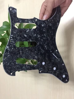 S/S/S Black Pearloid 3ply Strat Style Pickguard
