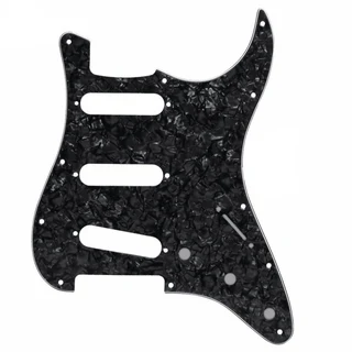 S/S/S Black Pearloid 3ply Strat Style Pickguard