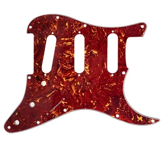 S/S/S Red Tortoise Shell 3ply Strat Style Pickguard