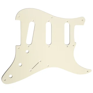 S/S/S Vintage White 1ply Strat Style Pickguard Vintage 8 Hole