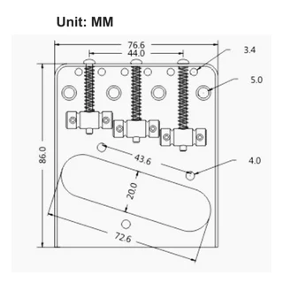 Vintage Ashtray Style Telecaster Guitar Bridge with 3 Saddles (Chrome)