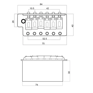 Vintage Strat Full Size Block 54mm String Spacing Tremolo Chrome Bridge Complete – 6 point