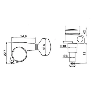 Set of 6 Chrome Modern Stratocaster Style Tuners, Right hand