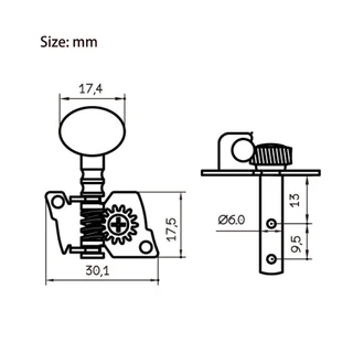 2R2L Open Style Black Ukulele Tuning Peg Machine heads