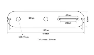 Black Telecaster Control plate (32mm wide 9mm Pot holes)