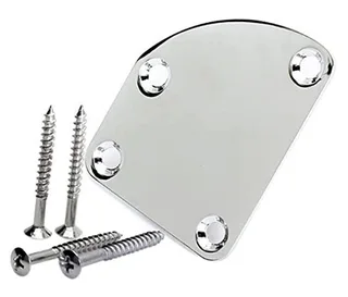 Curved guitar neck joint plate with screws