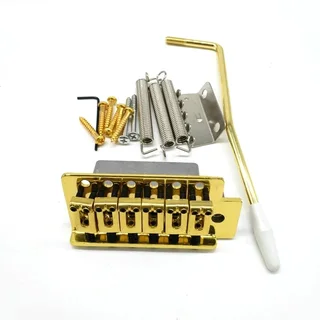 Gold Modern Strat 6 point Tremolo Bridge Complete – 52.5mm spacing Full size block
