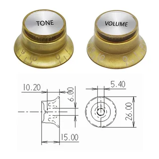 Gold Top Hat Gibson style replacement knob set – 2 Volume, 2 Tone