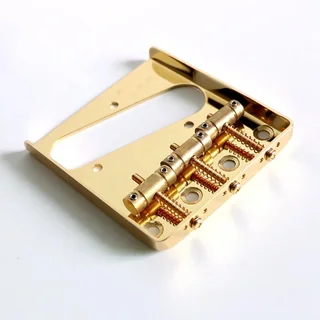 Gold Vintage Ashtray Style Telecaster Guitar Bridge with 3 Brass Saddles