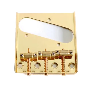 Gold Vintage Ashtray Style Telecaster Guitar Bridge with 3 Brass Saddles