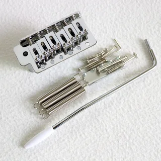 Modern Strat Tremolo Chrome Bridge Complete – 6 point 52.5mm spacing Half Size Block