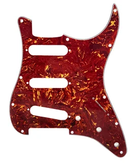 S/S/S Red Tortoise Shell 3ply Strat Style Pickguard