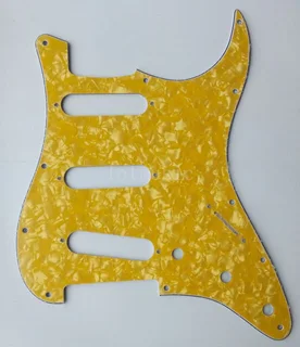 Strat Style Pickguard S/S/S Vintage Gold Pearloid 3ply