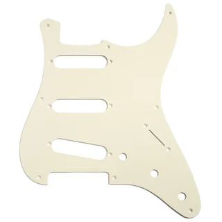 S/S/S Vintage White 1ply Strat Style Pickguard Vintage 8 Hole